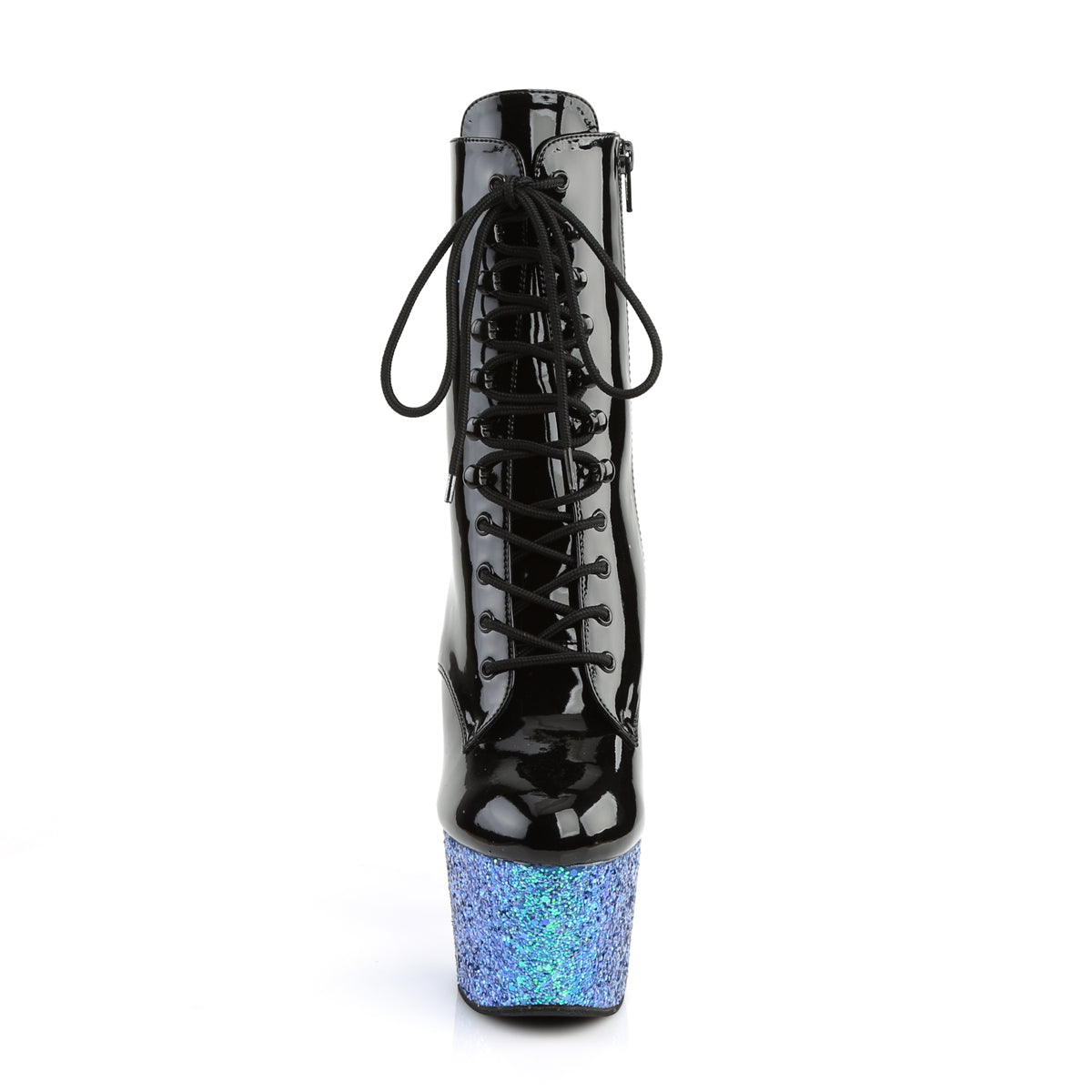 Pleaser Womens Ankle Boots ADORE-1020LG Blk Pat/Blue Multi Glitter