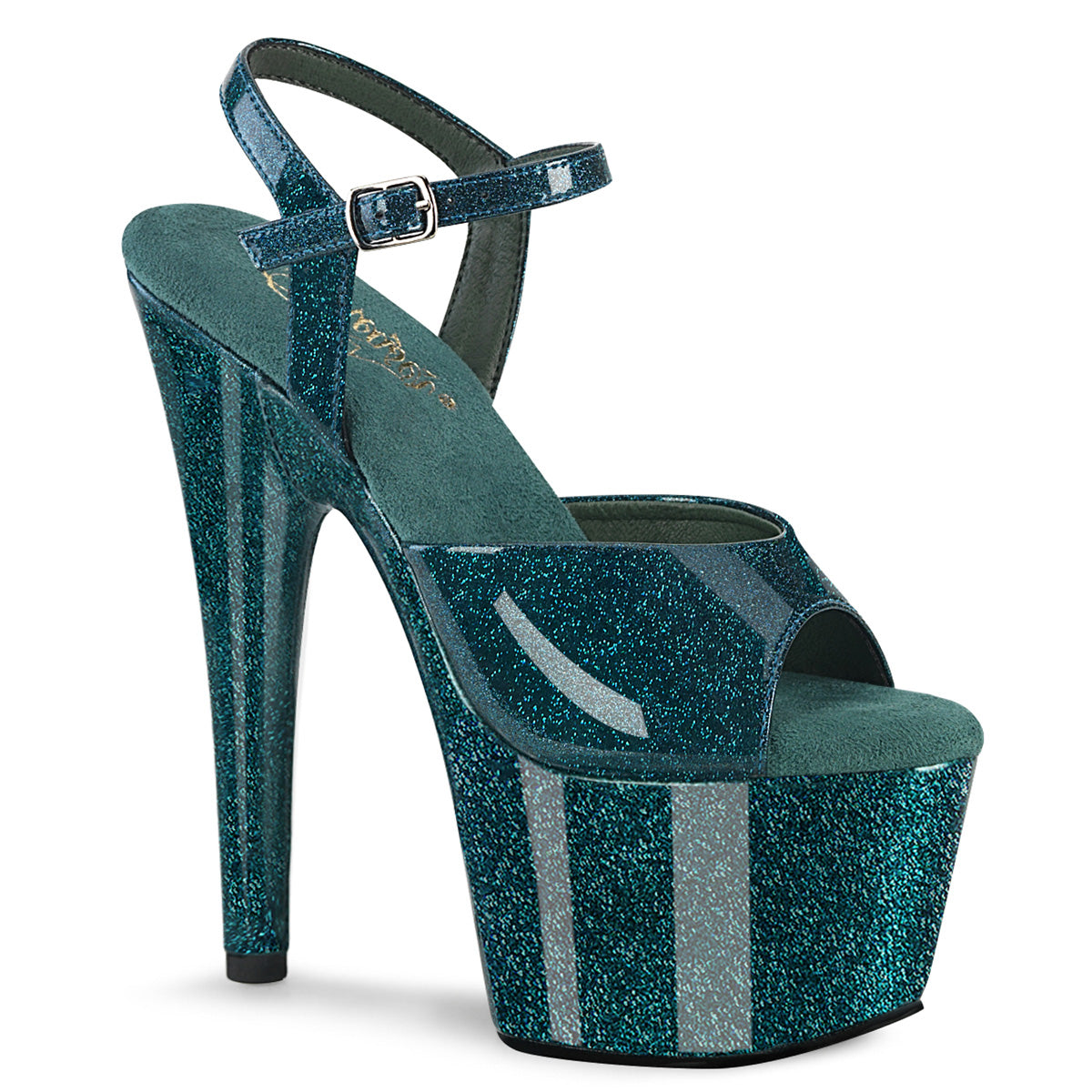 Pleaser   ADORE-709GP Teal Glitter Pat/M