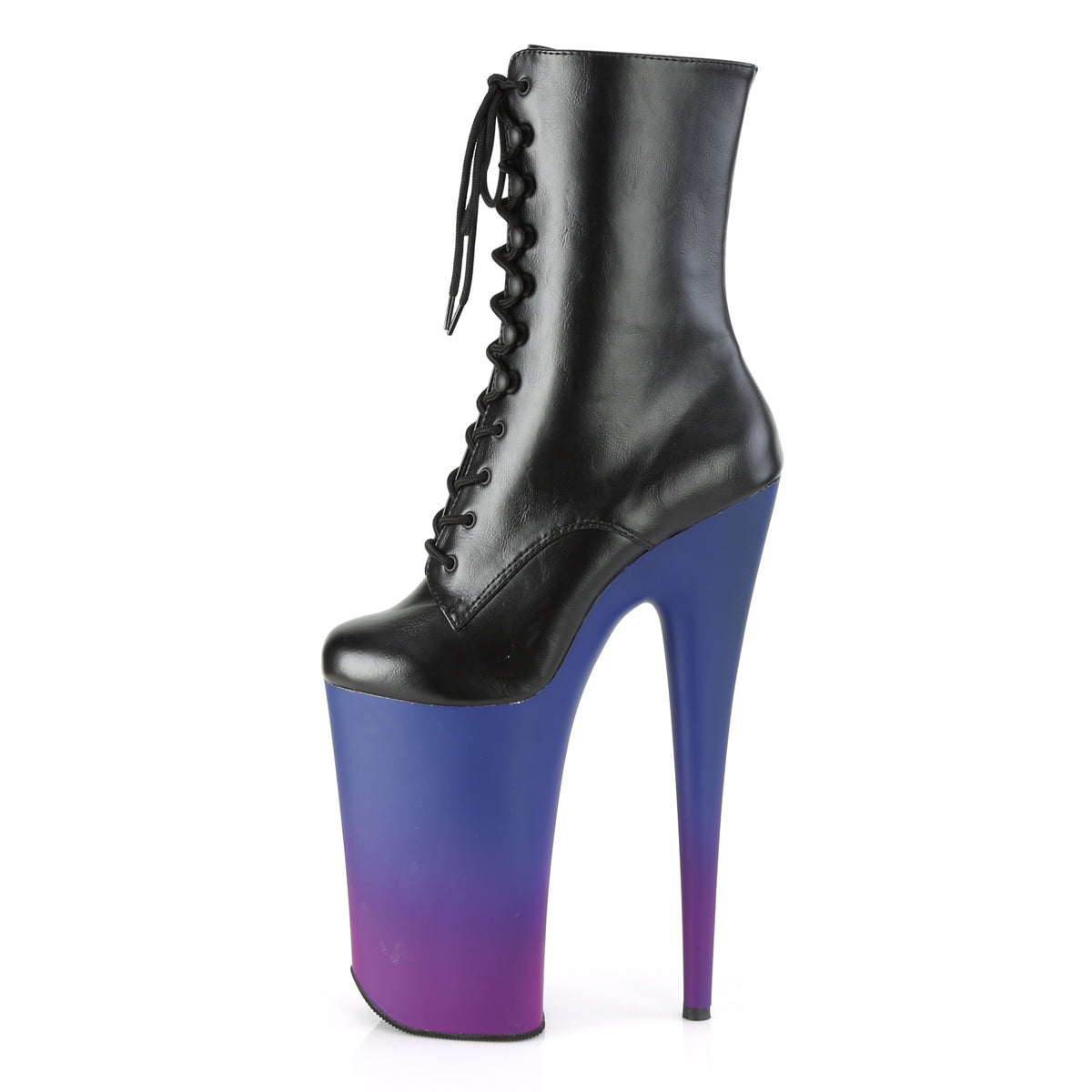 Pleaser Womens Ankle Boots BEYOND-1020BP Blk Faux Leather/Blue-Purple Ombre