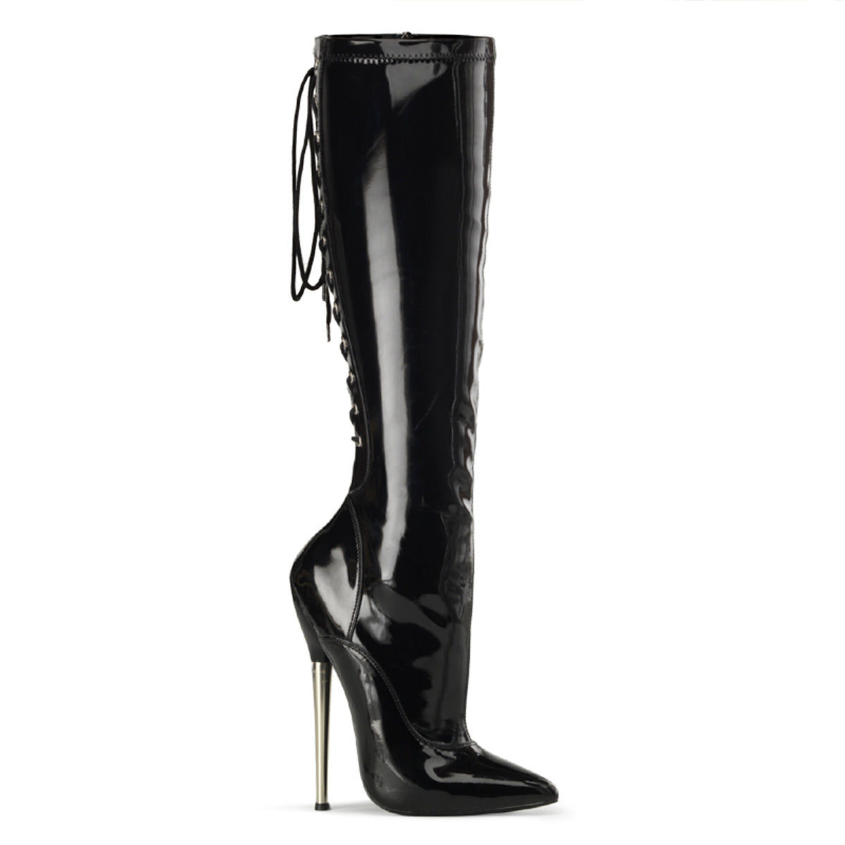 Devious Womens Boots DAGGER-2064 Blk Stretch Pat