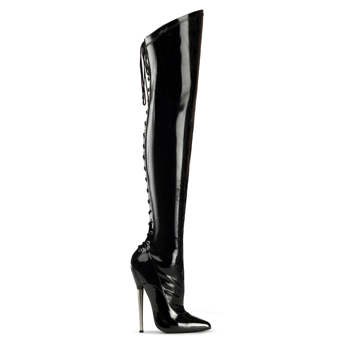 Devious Womens Boots DAGGER-3060 Blk Stretch Pat