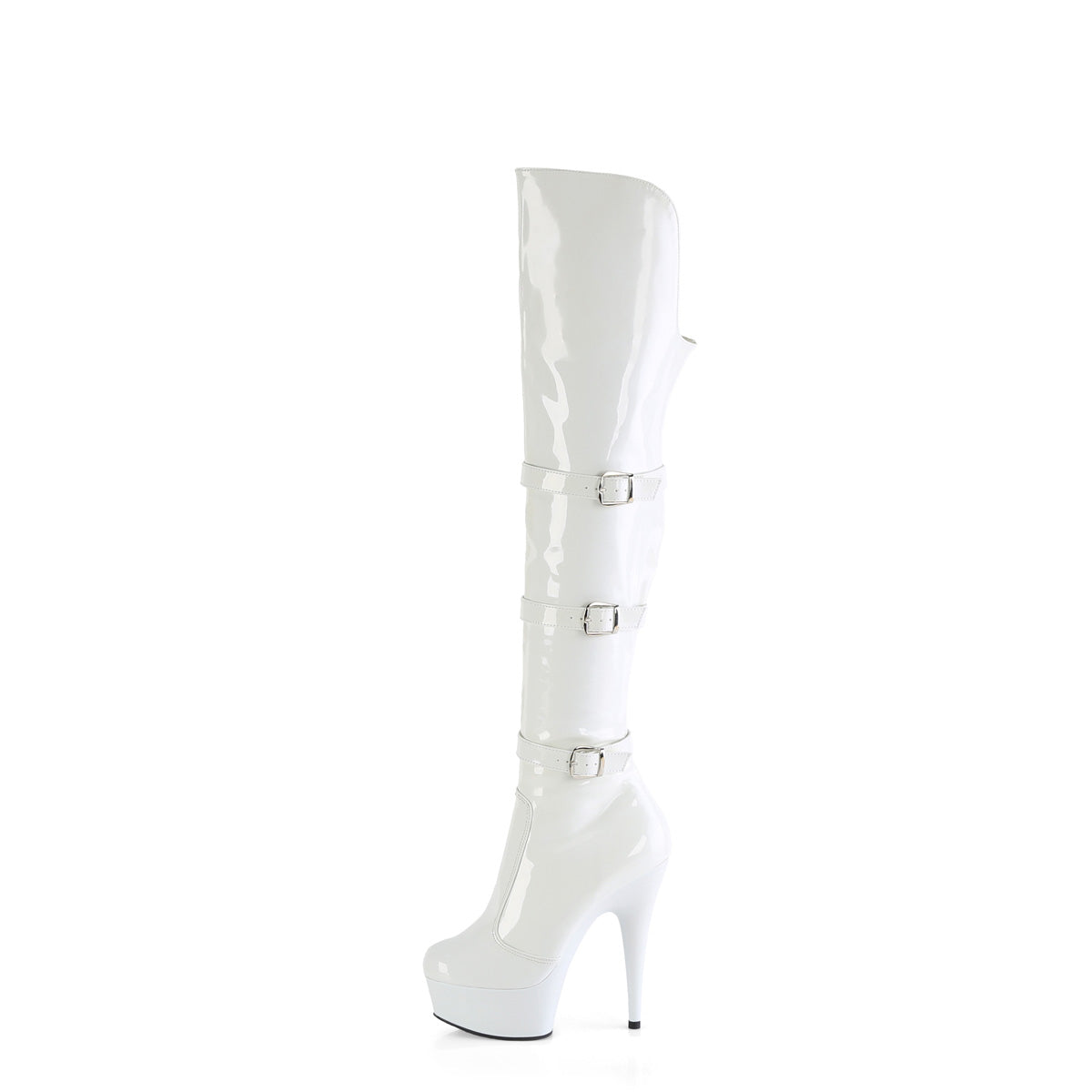 Pleaser   DELIGHT-3018 Wht Str. Pat/Wht