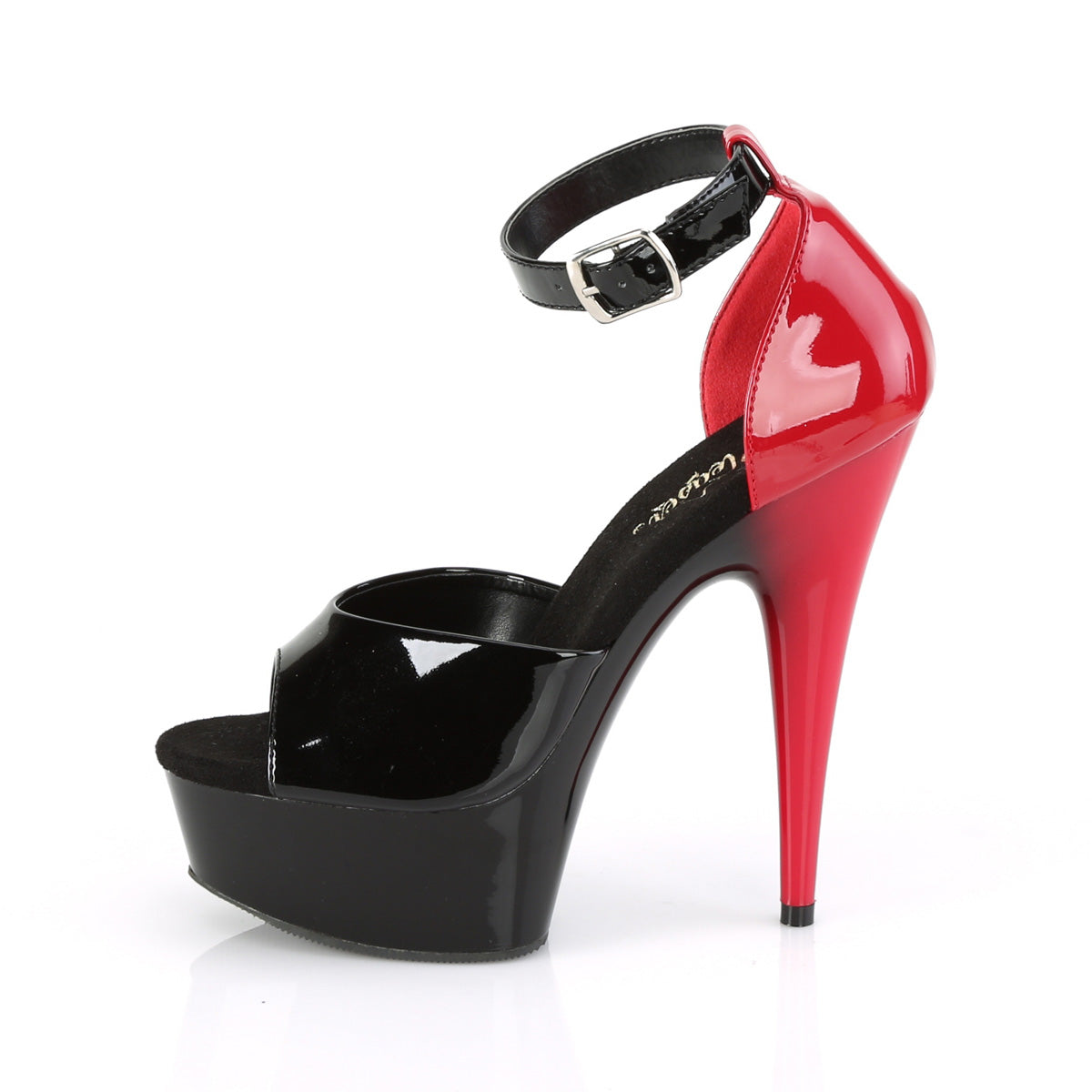 Pleaser Womens Sandals DELIGHT-617 Blk-Red Pat/Blk-Red