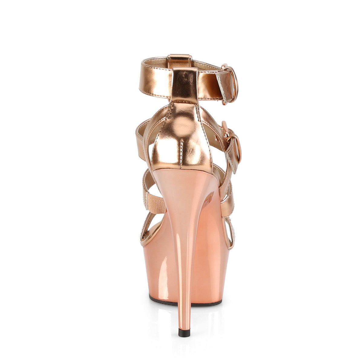 Pleaser Womens Sandals DELIGHT-658 Rose Gold Metallic PU/Rose Gold Chrome