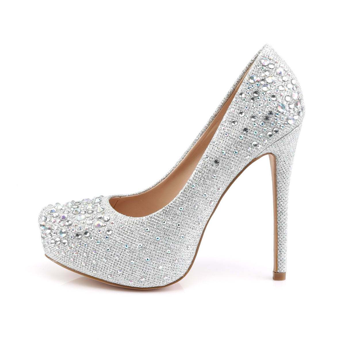 Fabulicious Womens Pumps DESTINY-06R Slv Glitter Mesh Fabric