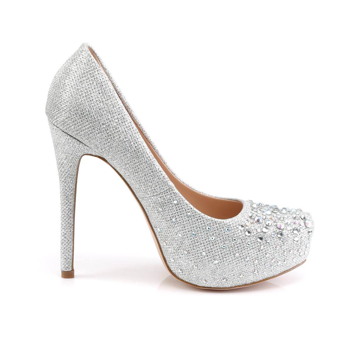 Fabulicious Womens Pumps DESTINY-06R Slv Glitter Mesh Fabric