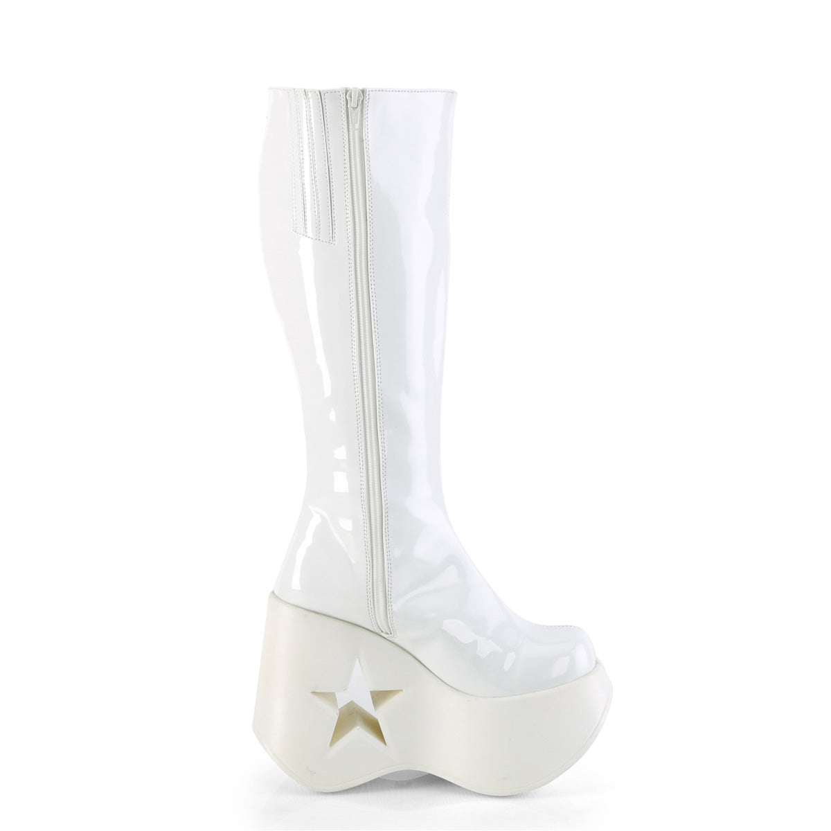 DemoniaCult  Boots DYNAMITE-218 Wht Pat-Wht Multi Glitter