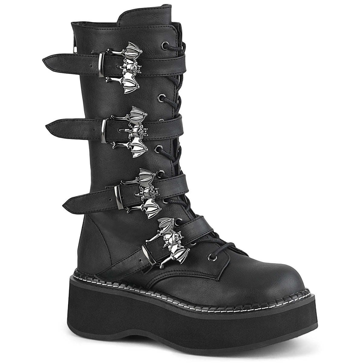 DemoniaCult Womens Boots EMILY-322 Blk Vegan Leather