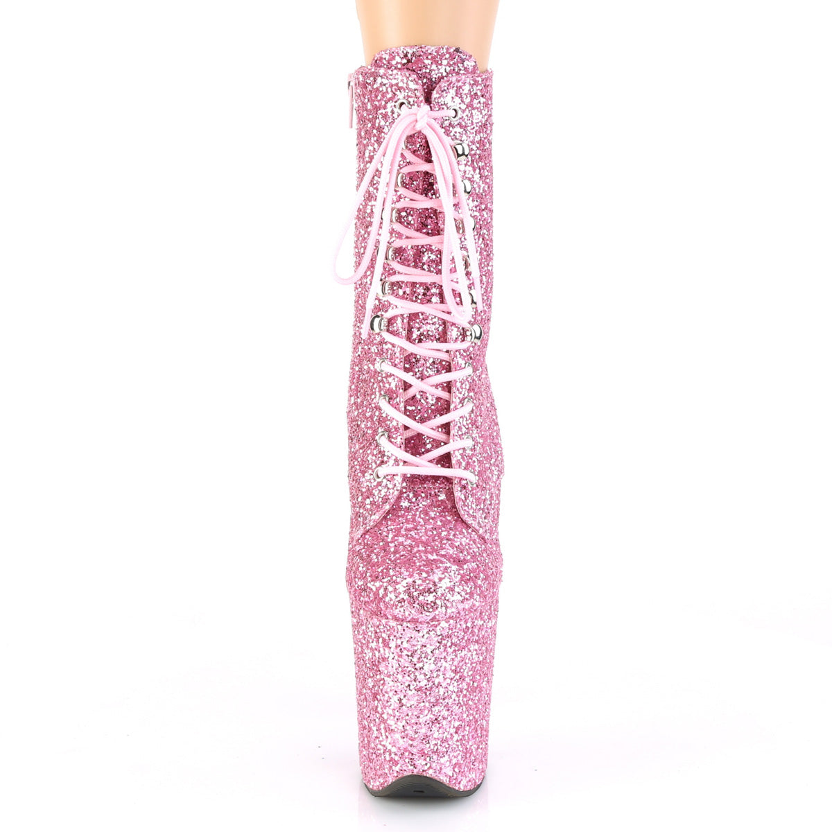 Pleaser Womens Ankle Boots FLAMINGO-1020GWR B. Pink Glitter/B. Pink Glitter