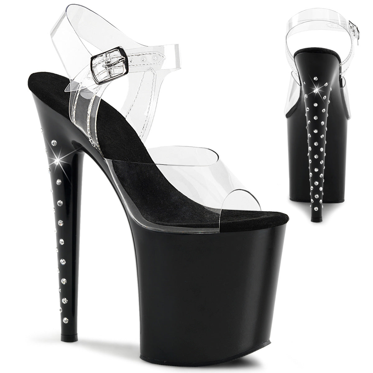 Pleaser Womens Sandals FLAMINGO-808LS Clr/Blk