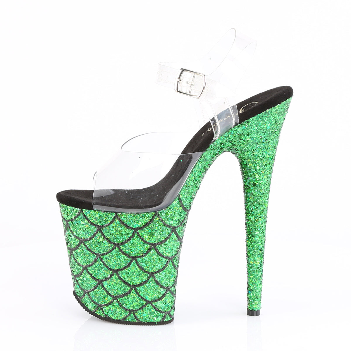 Pleaser Womens Sandals FLAMINGO-808MSLG Clr/Green Multi Glitter