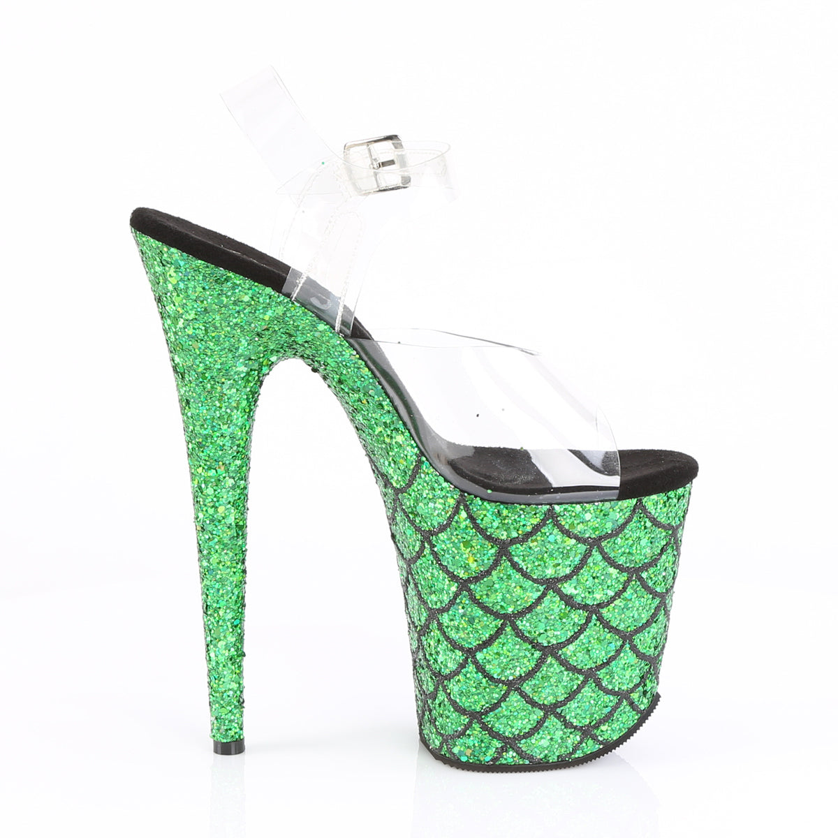 Pleaser Womens Sandals FLAMINGO-808MSLG Clr/Green Multi Glitter