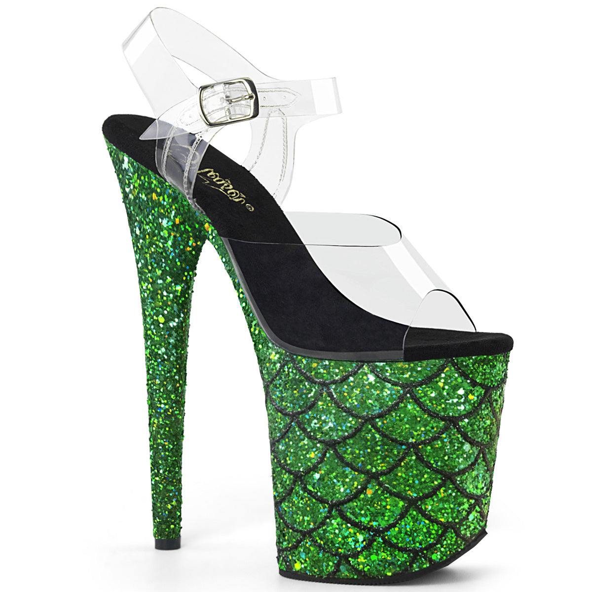 Pleaser Womens Sandals FLAMINGO-808MSLG Clr/Green Multi Glitter