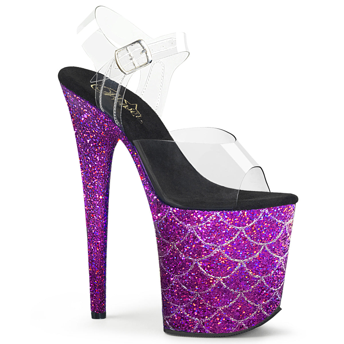 Pleaser Womens Sandals FLAMINGO-808MSLG Clr/Purple Multi Glitter