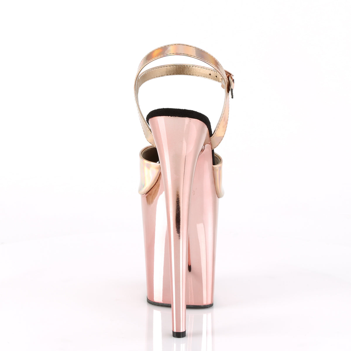 Pleaser Womens Sandals FLAMINGO-809HG Rose Gold Hologram/Rose Gold Chrome