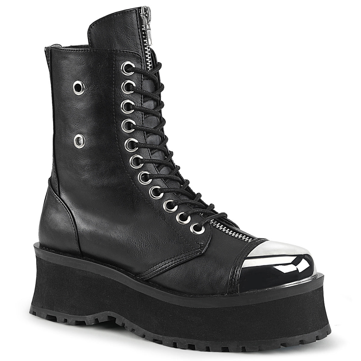 DemoniaCult Mens Boots GRAVEDIGGER-10 Blk Vegan Leather