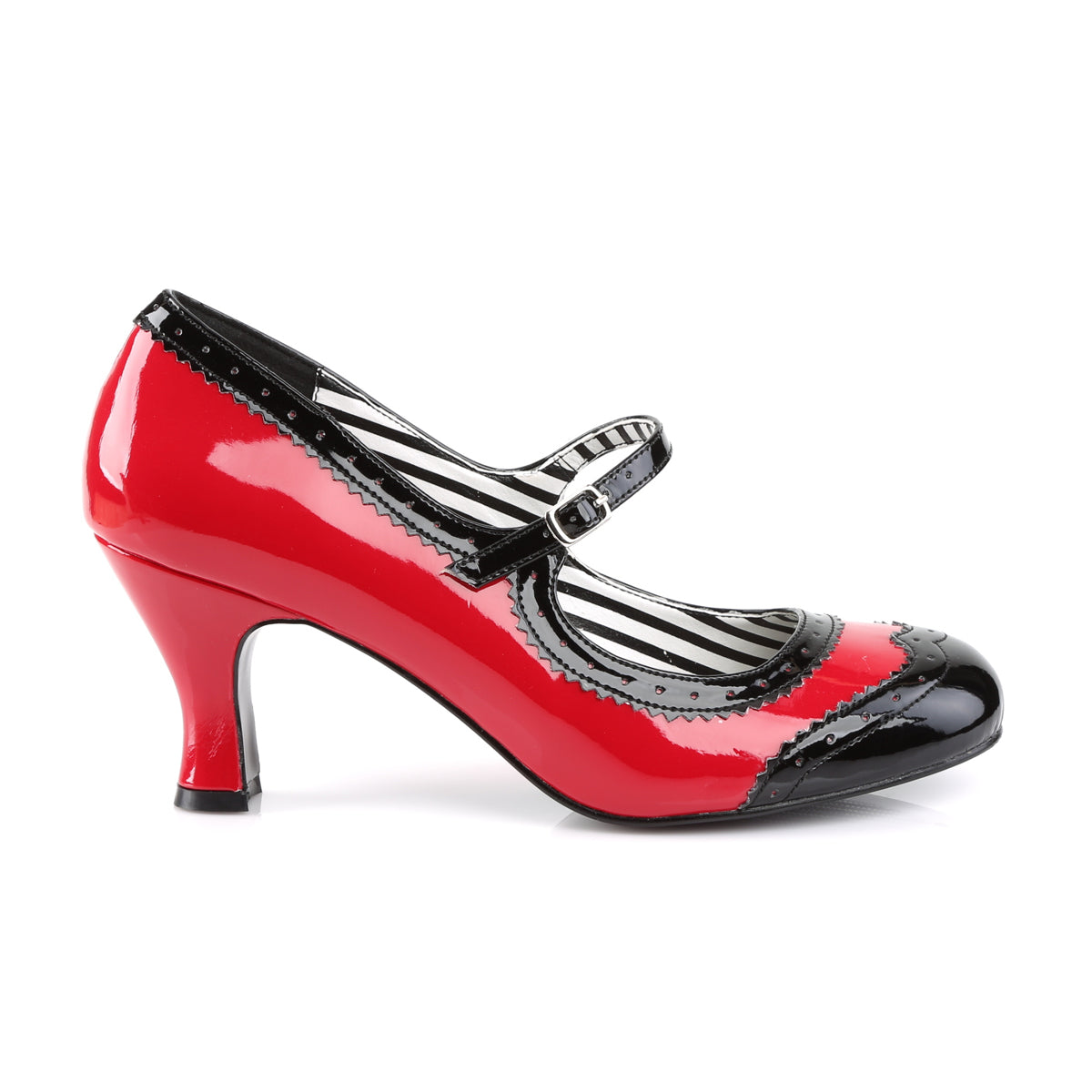 Pleaser Pink Label Womens Pumps JENNA-06 Red-Blk Pat