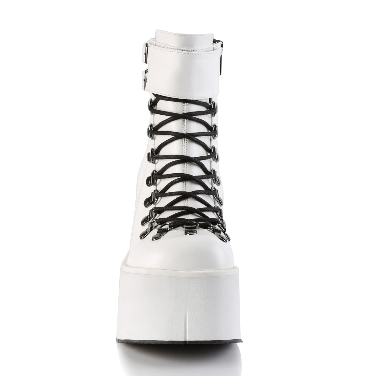 DemoniaCult Womens Ankle Boots KERA-21 Wht Vegan Leather