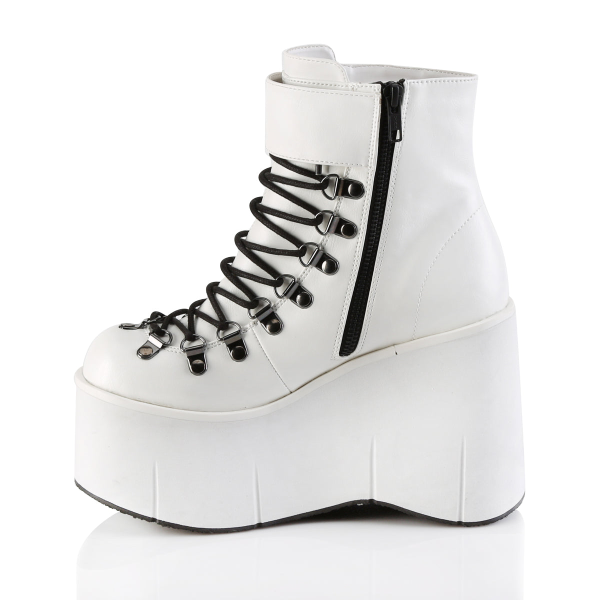 DemoniaCult Womens Ankle Boots KERA-21 Wht Vegan Leather