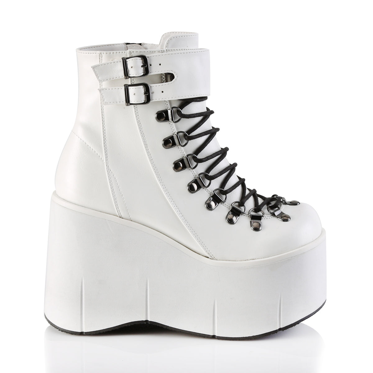 DemoniaCult Womens Ankle Boots KERA-21 Wht Vegan Leather