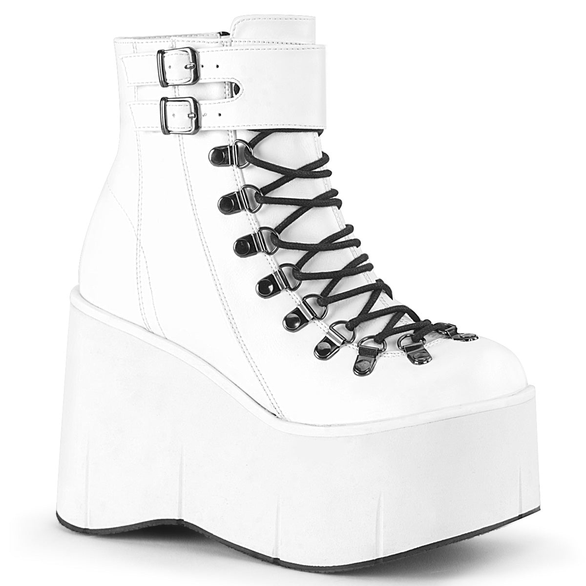 DemoniaCult Womens Ankle Boots KERA-21 Wht Vegan Leather