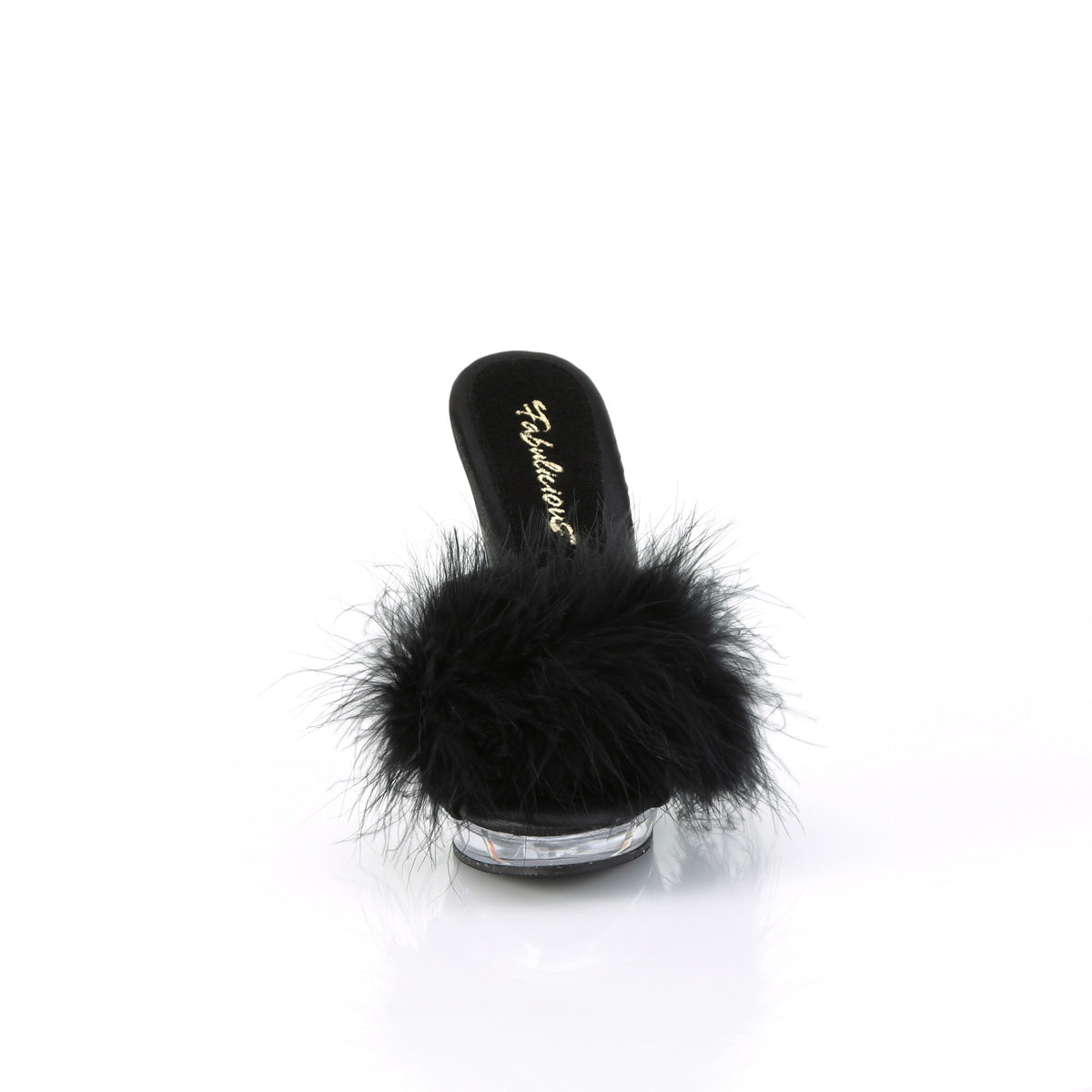 Fabulicious Womens Sandals LIP-101-8 Blk Satin-Fur/Clr