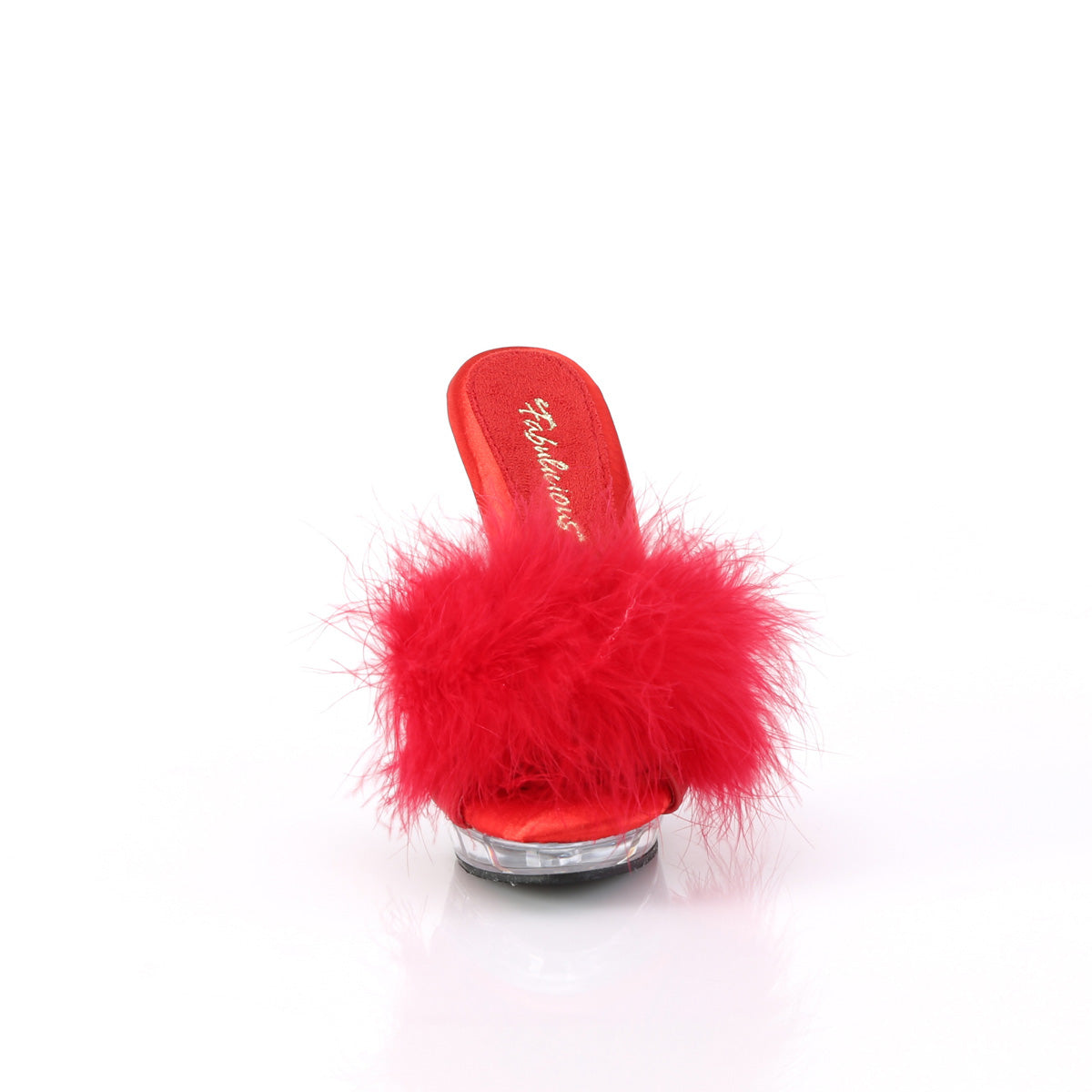 Fabulicious Womens Sandals LIP-101-8 Red Satin-Fur/Clr