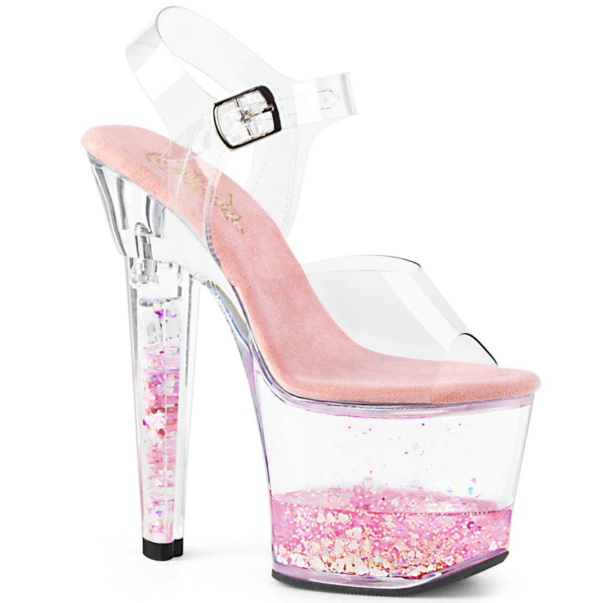 Pleaser Womens Sandals LOVESICK-708GH Clr/Clr-Pink Glitters