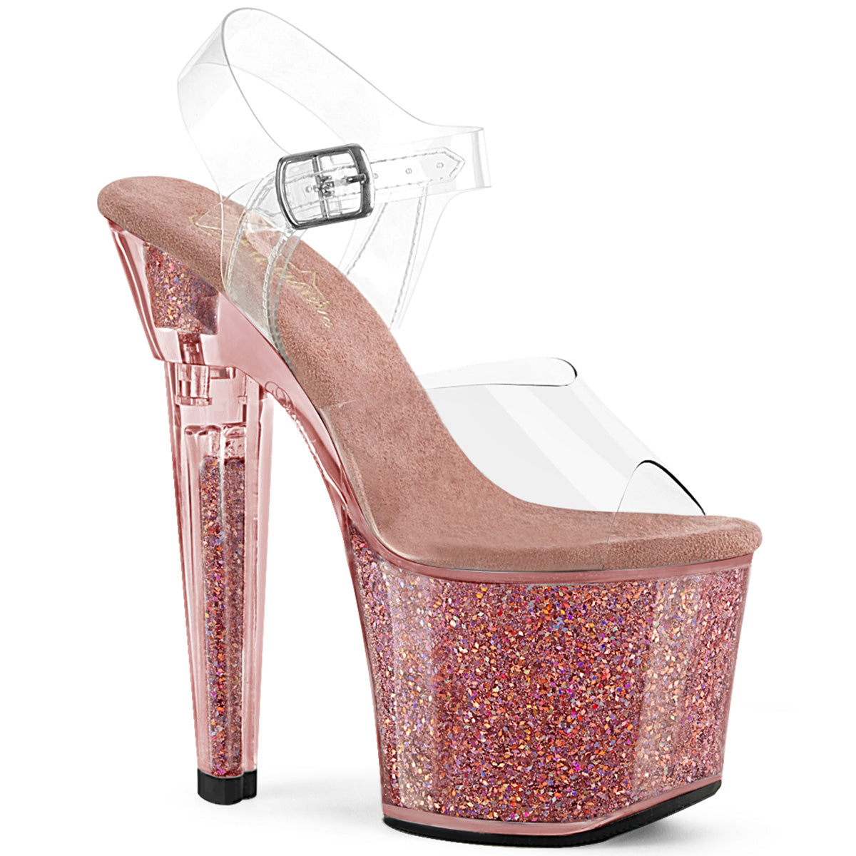 Pleaser   LOVESICK-708SG Clr/Pink Multi Iridescent Glitters