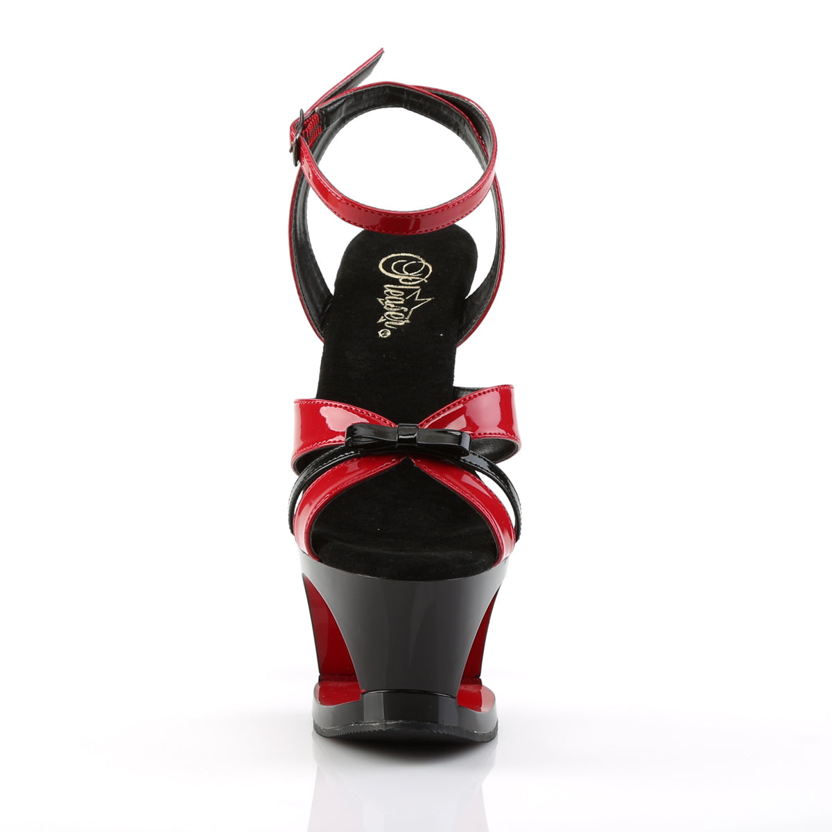 Pleaser Womens Sandals MOON-728 Red-Blk Pat/Blk