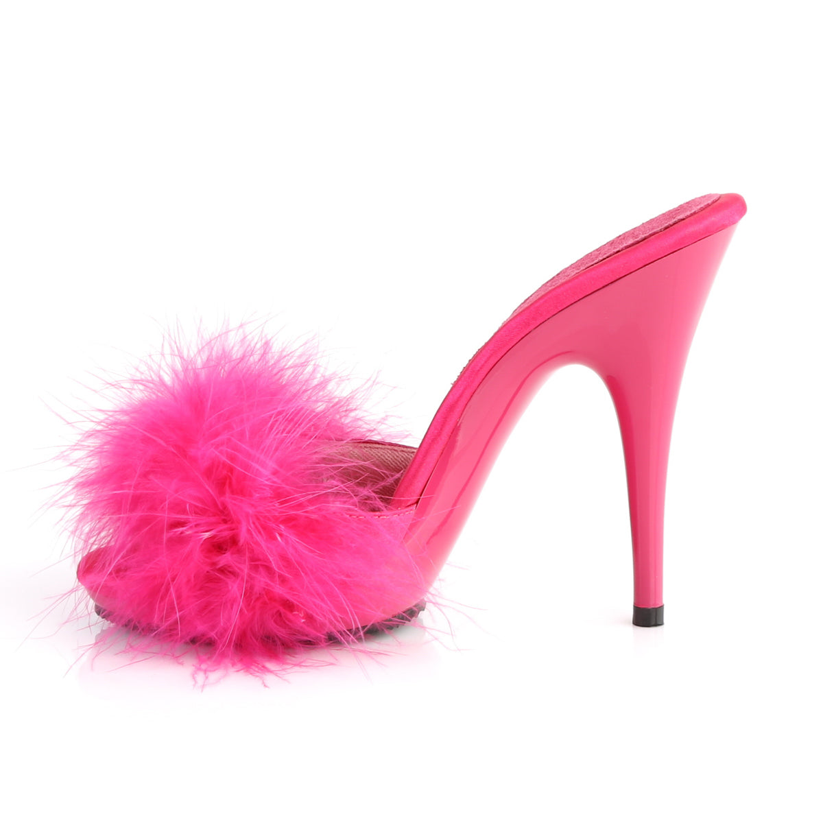 Fabulicious Womens Sandals POISE-501F H. Pink Satin-Marabou Fur/H. Pink