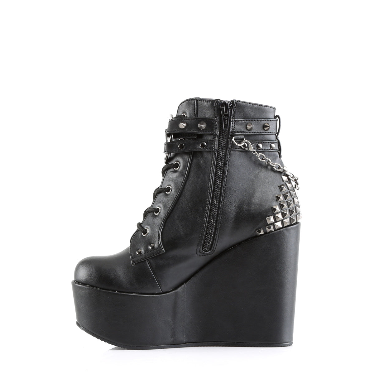 DemoniaCult Womens Ankle Boots POISON-101 Blk Vegan Leather