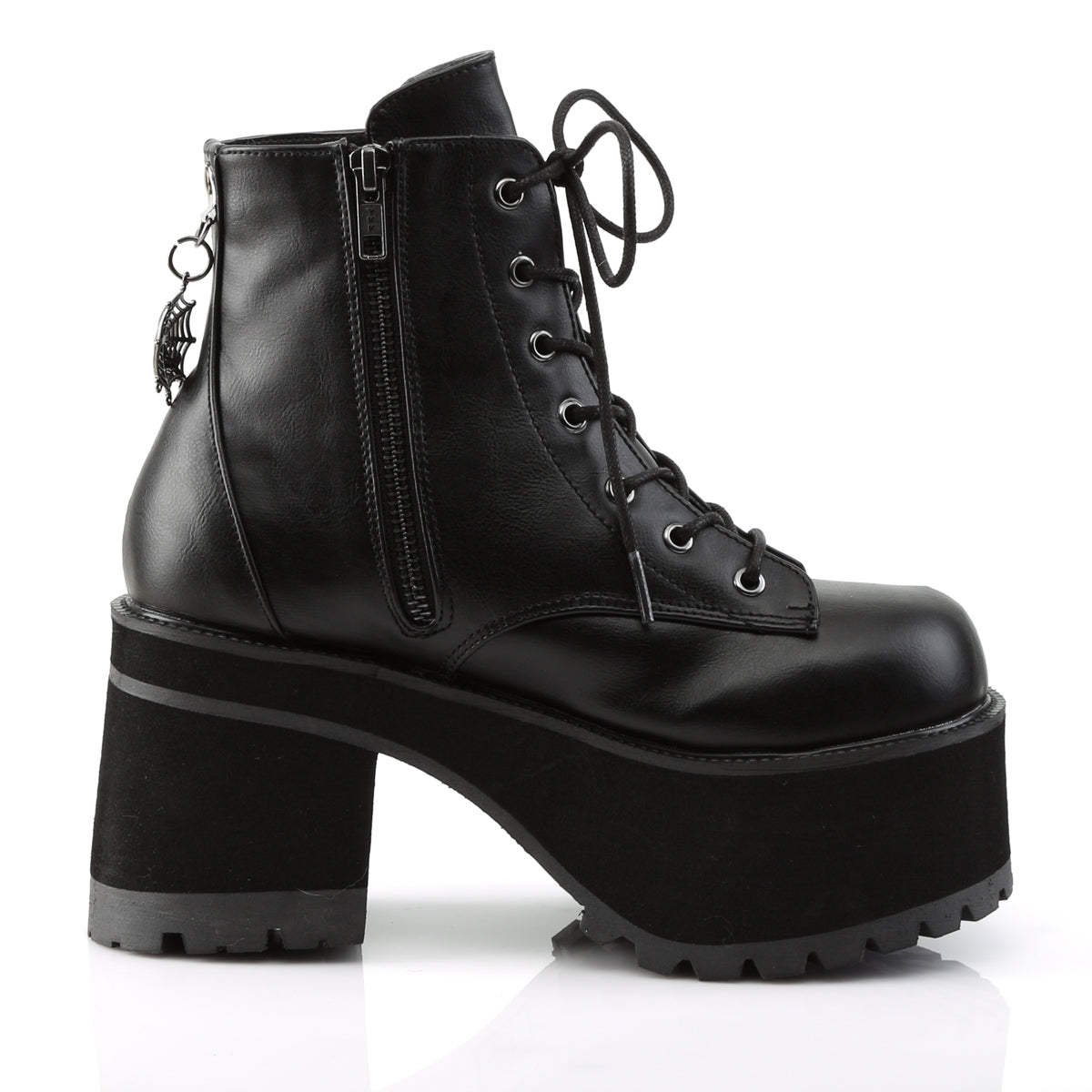 DemoniaCult Womens Ankle Boots RANGER-105 Blk Vegan Leather