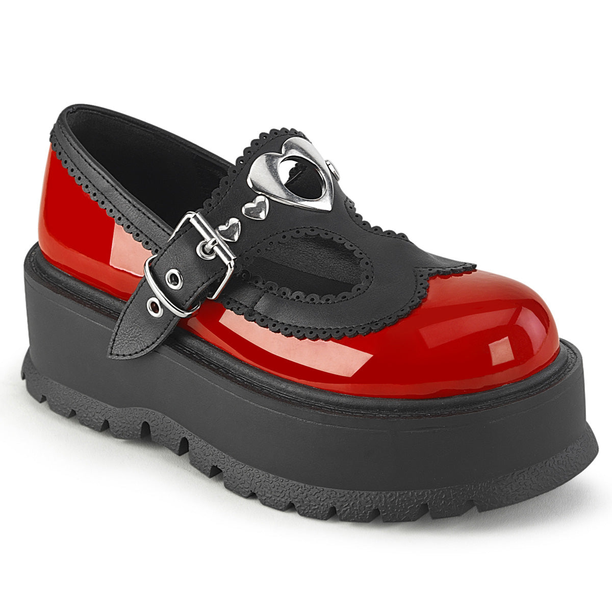 DemoniaCult   SLACKER-23 Red-Blk Vegan Leather