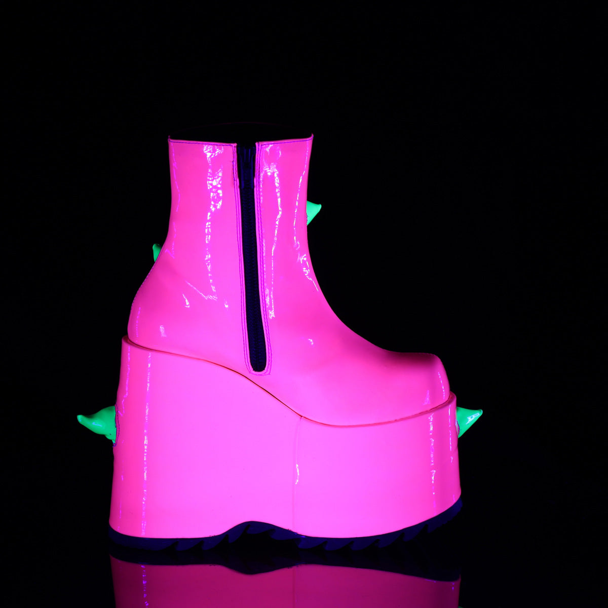 DemoniaCult  Ankle Boots SLAY-77 UV Neon Pink-Neon Green