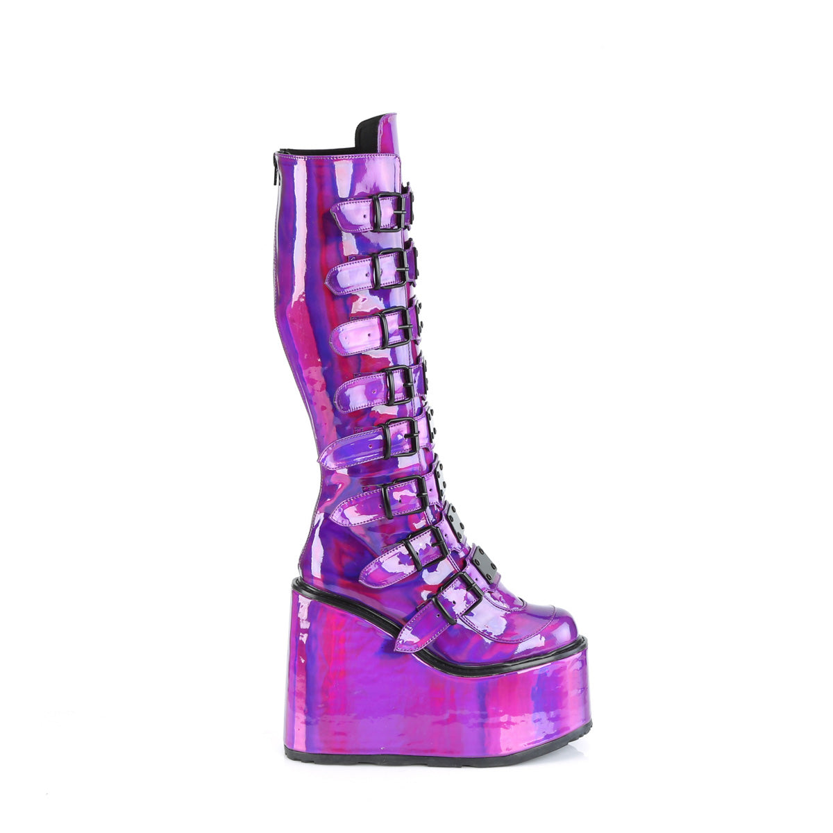 DemoniaCult  Boots SWING-815 Purple Holographic Pat