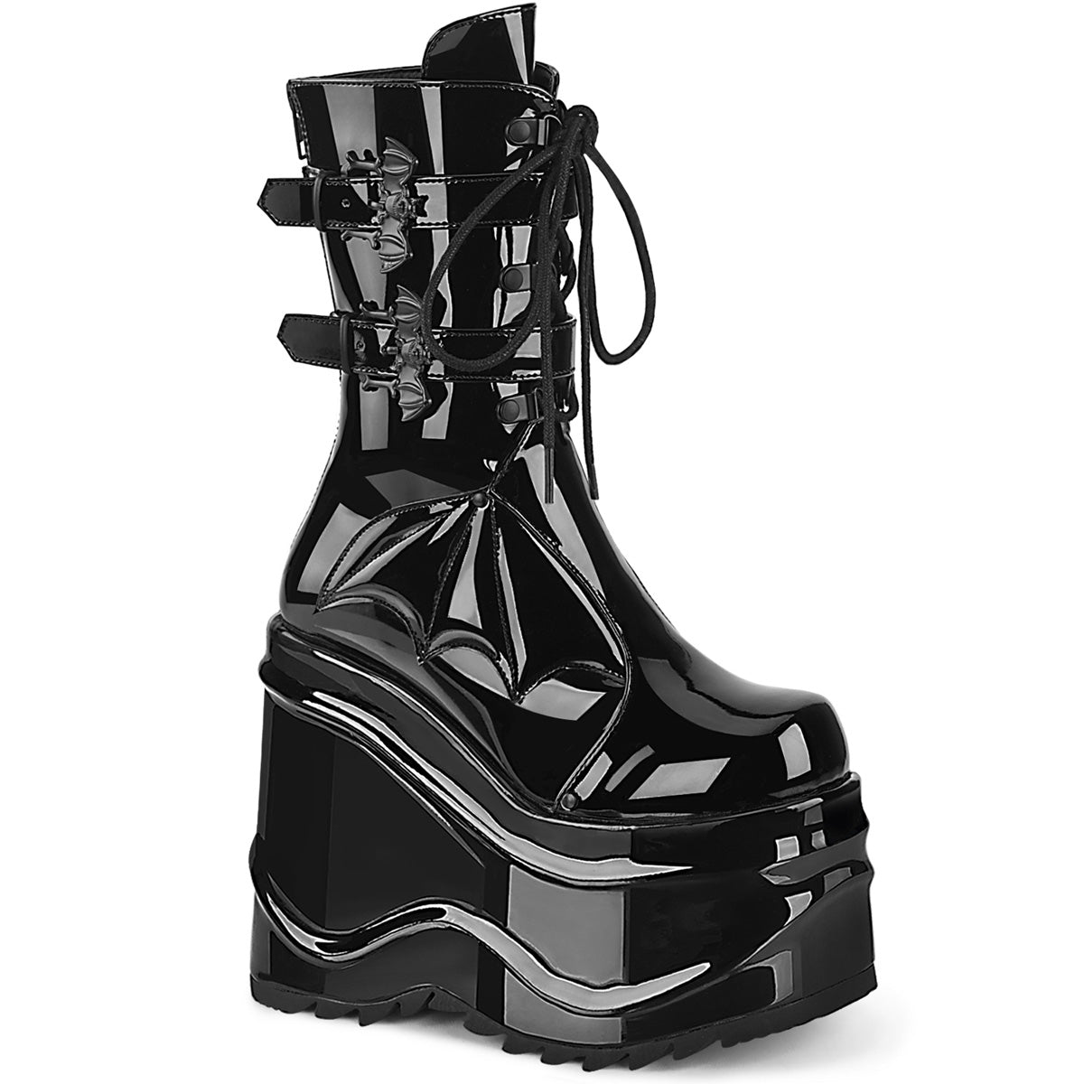 DemoniaCult Womens Boots WAVE-150 Blk Pat